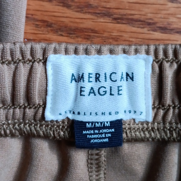 NWOT American Eagle Tan Flare Leg Pants with White Stripes ■ Oversized Size M - Picture 3 of 9